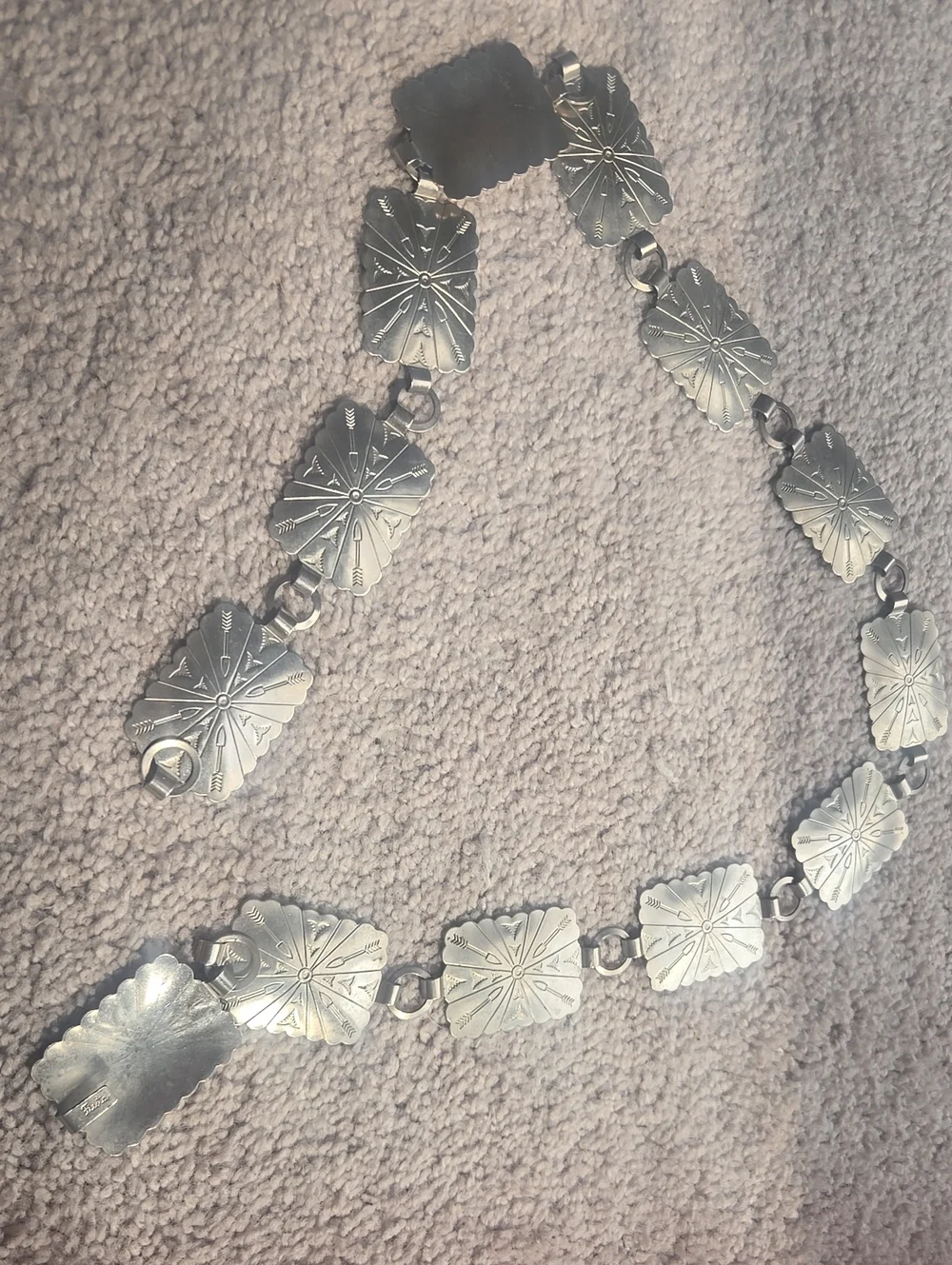 Vintage Fiesta Silver Tone Metal Concho Chain Western Belt Size:Small